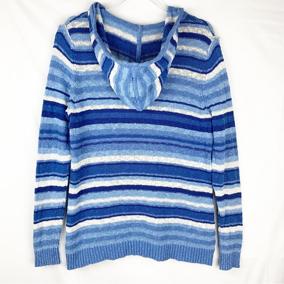 L.L. Bean Midweight Cotton Slub Hooded Pullover Blue size Large - Picture 5 of 8